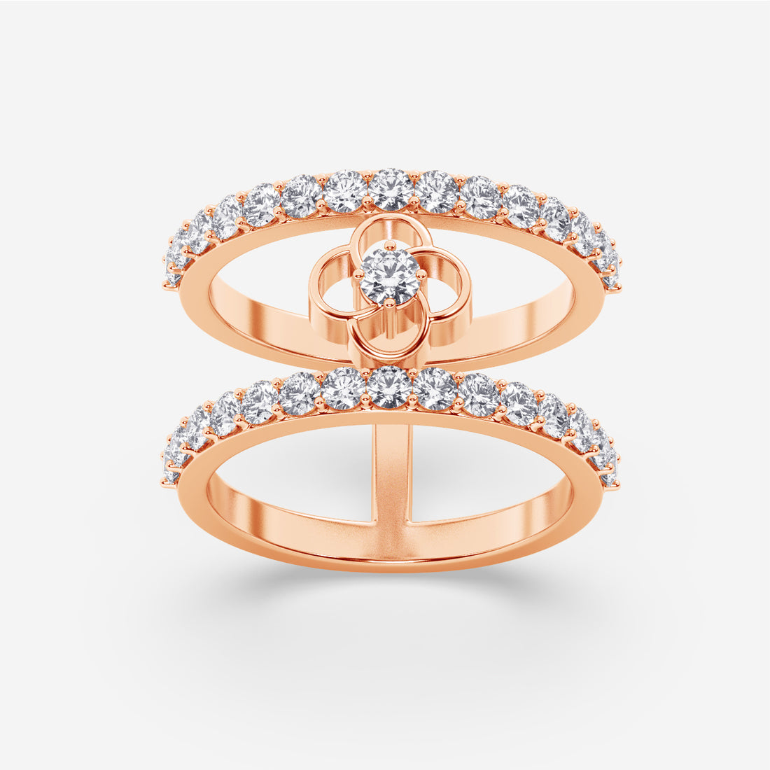 Stefee Taj Motif Double Band Diamond Ring