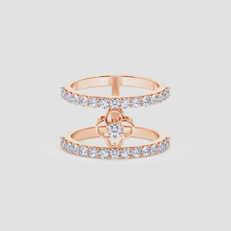 Stefee Taj Motif Double Band Diamond Ring