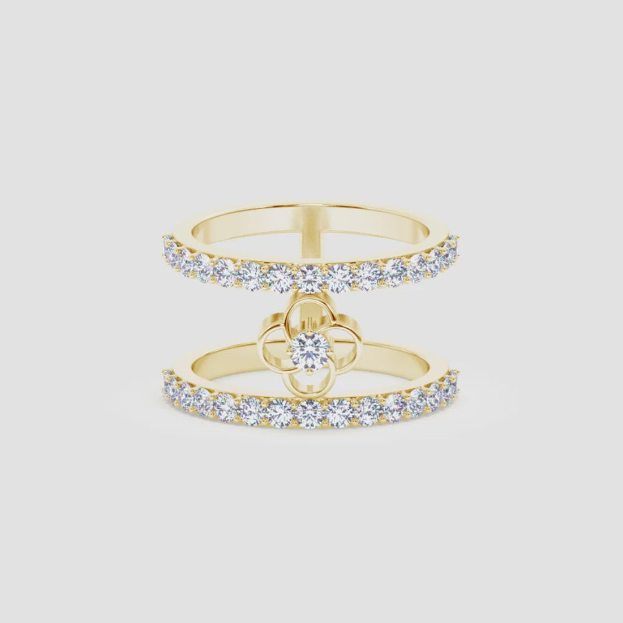 Stefee Taj Motif Double Band Diamond Ring