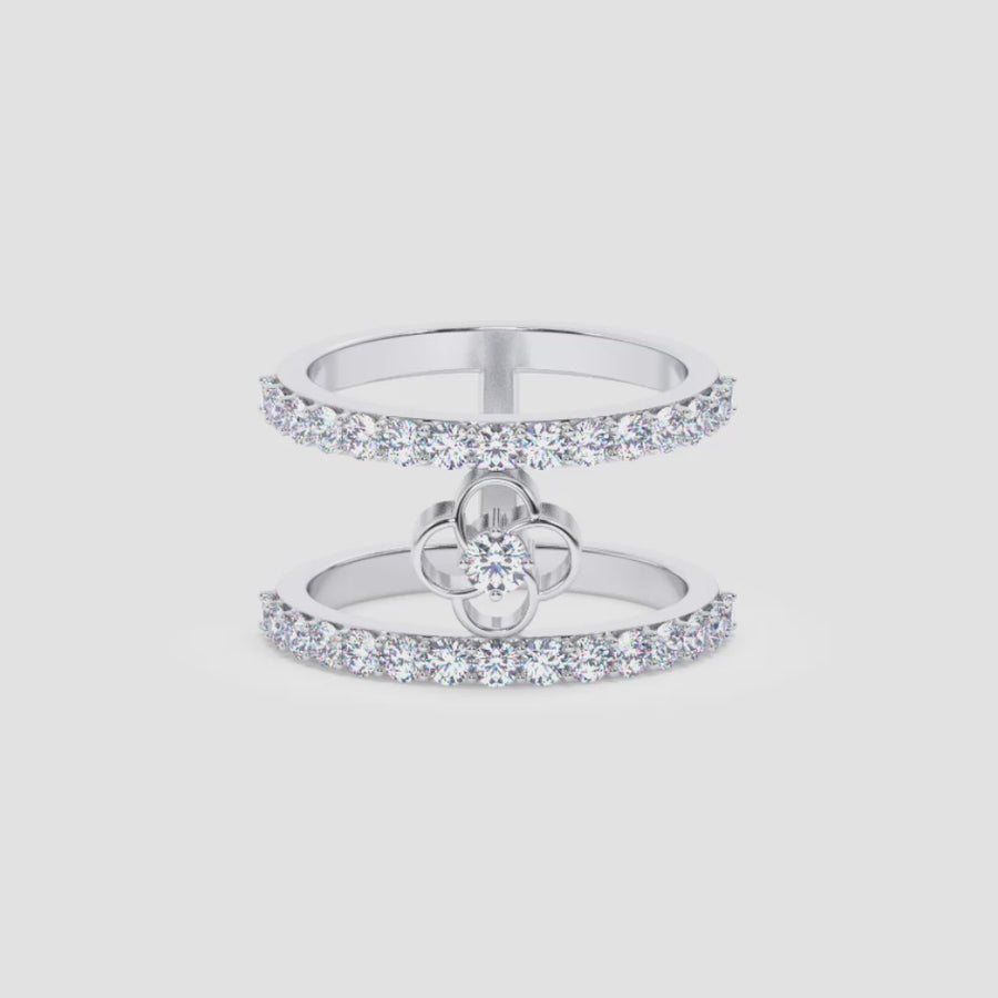 Stefee Taj Motif Double Band Diamond Ring